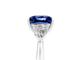 White gold Three-Stone Princess Cut Blue Sapphire Ring with Pear  Side Stones in Four-Prong Setting_53