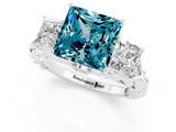 White gold Three-Stone Princess Cut Blue Topaz Braided Band Ring with Four-Prong Setting_13