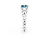 White gold Three-Stone Princess Cut Blue Topaz Braided Band Ring with Four-Prong Setting_14
