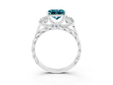 White gold Three-Stone Princess Cut Blue Topaz Braided Band Ring with Four-Prong Setting_15