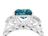 White gold Three-Stone Princess Cut Blue Topaz Braided Band Ring with Four-Prong Setting_16