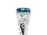 White gold Three-Stone Princess Cut Blue Topaz Braided Band Ring with Four-Prong Setting_17