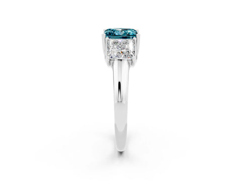 White gold Three-Stone Princess Cut Blue Topaz Engagement Ring with Prong Setting_2