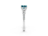 White gold Three-Stone Princess Cut Blue Topaz Pavé Band with Four-Prong Setting_2