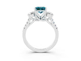 White gold Three-Stone Princess Cut Blue Topaz Pavé Band with Four-Prong Setting_3