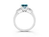 White gold Three-Stone Princess Cut Blue Topaz Ring with Pear Side Stones and Four-Prong Setting_3