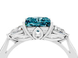 White gold Three-Stone Princess Cut Blue Topaz Ring with Pear  Side Stones in Four-Prong Setting_16