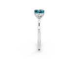 White gold Three-Stone Princess Cut Blue Topaz Ring with Pear  Side Stones in Four-Prong Setting_50