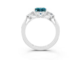 White gold Three-Stone Princess Cut Blue Topaz Ring with Pear  Side Stones in Four-Prong Setting_51