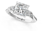 White gold Three-Stone Princess Cut Brilliant Diamond Solitaire Ring with Tapered Band and Four-Prong Setting_14