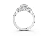 White gold Three-Stone Princess Cut Brilliant Diamond Solitaire Ring with Tapered Band and Four-Prong Setting_16