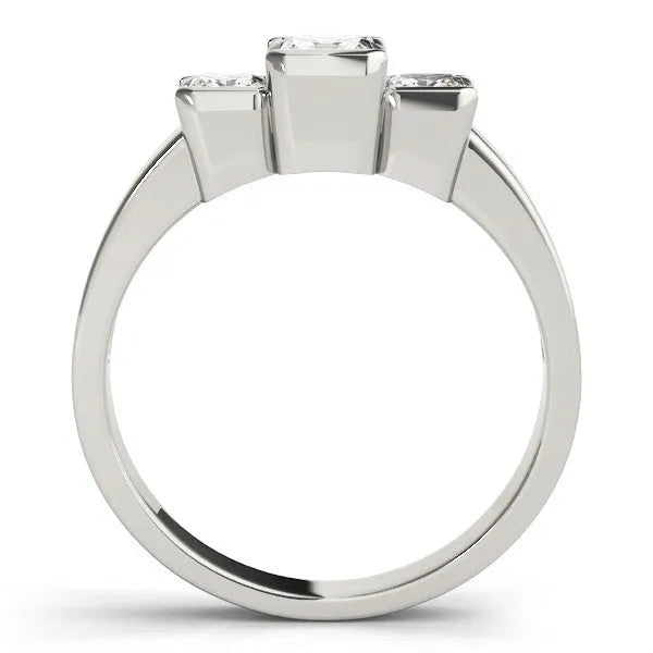 White gold Three Stone Princess Cut Channel Set Diamond Ring