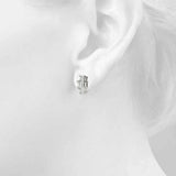 White gold Three-Stone Princess Cut Channel Set Earrings with Bar Prong Setting 4
