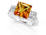 White gold Three-Stone Princess Cut Citrine Braided Band Ring with Four-Prong Setting_13