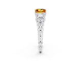 White gold Three-Stone Princess Cut Citrine Braided Band Ring with Four-Prong Setting_14