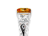 White gold Three-Stone Princess Cut Citrine Braided Band Ring with Four-Prong Setting_17