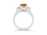 White gold Three-Stone Princess Cut Citrine Pavé Band with Four-Prong Setting_3