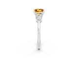 White gold Three-Stone Princess Cut Citrine Ring with Pear Side Stones and Four-Prong Setting_2