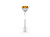 White gold Three-Stone Princess Cut Citrine Ring with Pear  Side Stones in Four-Prong Setting_14