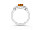 White gold Three-Stone Princess Cut Citrine Ring with Pear  Side Stones in Four-Prong Setting_15