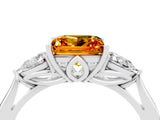 White gold Three-Stone Princess Cut Citrine Ring with Pear  Side Stones in Four-Prong Setting_16