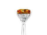 White gold Three-Stone Princess Cut Citrine Ring with Pear  Side Stones in Four-Prong Setting_17