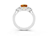 White gold Three-Stone Princess Cut Citrine Ring with Pear  Side Stones in Four-Prong Setting_51