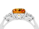 White gold Three-Stone Princess Cut Citrine Ring with Pear  Side Stones in Four-Prong Setting_52