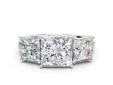 White gold Three-Stone Princess Cut Cut Diamond Engagement Ring with Flat Band and Four-Prong Setting_170