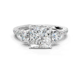 White gold Three-Stone Princess Cut Cut Diamond Pavé Band with Prong Setting_19