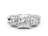 White gold Three-Stone Princess Cut Cut Diamond Ring with Channel Set Band and Four-Prong Setting_97