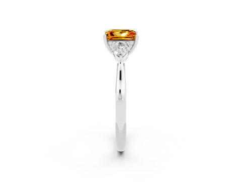 White gold Three-Stone Princess Cut Cut Diamond Ring with Pear Side Stones in Four-Prong Setting_2