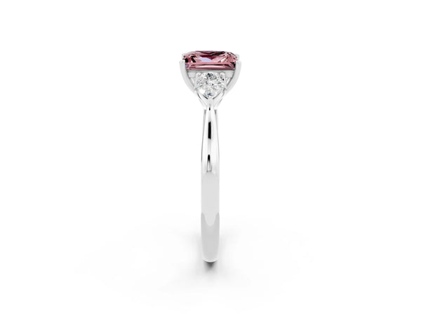 Platinum Three-Stone Princess Cut Cut Diamond Ring with Pear Side Stones in Four-Prong Setting