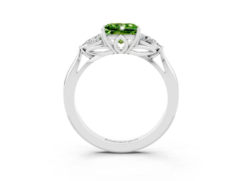 White gold Three-Stone Princess Cut Cut Diamond Ring with Pear Side Stones in Four-Prong Setting_3
