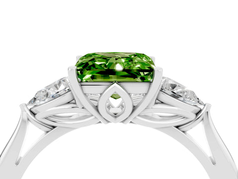 White gold Three-Stone Princess Cut Cut Diamond Ring with Pear Side Stones in Four-Prong Setting_4