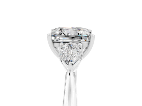 White gold Three-Stone Princess Cut Cut Diamond Ring with Pear Side Stones in Four-Prong Setting_5