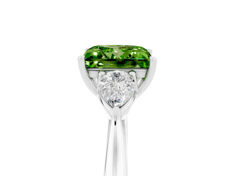 White gold Three-Stone Princess Cut Cut Diamond Ring with Pear Side Stones in Four-Prong Setting_5