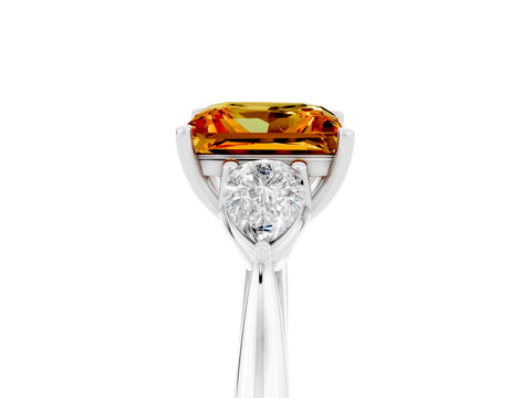 White gold Three-Stone Princess Cut Cut Diamond Ring with Pear Side Stones in Four-Prong Setting_5