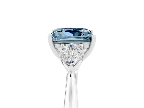 White gold Three-Stone Princess Cut Cut Diamond Ring with Pear Side Stones in Four-Prong Setting_5