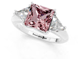 White gold Three-Stone Princess Cut Cut Diamond Ring with Trillion Side Stones and Four-Prong Setting_1
