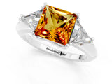 White gold Three-Stone Princess Cut Cut Diamond Ring with Trillion Side Stones and Four-Prong Setting_1