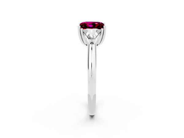 Silver Three-Stone Princess Cut Cut Diamond Ring with Trillion Side Stones and Four-Prong Setting