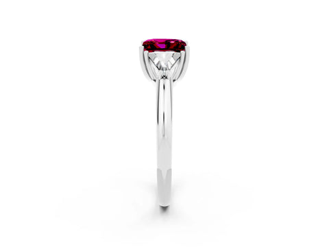White gold Three-Stone Princess Cut Cut Diamond Ring with Trillion Side Stones and Four-Prong Setting_2
