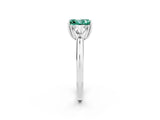 White gold Three-Stone Princess Cut Cut Diamond Ring with Trillion Side Stones and Four-Prong Setting_2