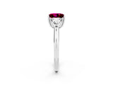 White gold Three-Stone Princess Cut Cut Diamond Ring with Trillion Side Stones and Four-Prong Setting_2