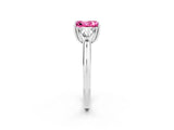 White gold Three-Stone Princess Cut Cut Diamond Ring with Trillion Side Stones and Four-Prong Setting_2