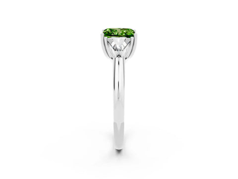 White gold Three-Stone Princess Cut Cut Diamond Ring with Trillion Side Stones and Four-Prong Setting_2