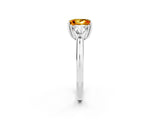 White gold Three-Stone Princess Cut Cut Diamond Ring with Trillion Side Stones and Four-Prong Setting_2
