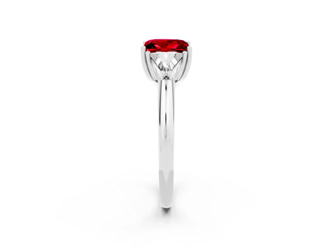 White gold Three-Stone Princess Cut Cut Diamond Ring with Trillion Side Stones and Four-Prong Setting_2
