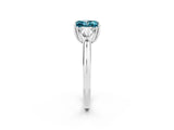 White gold Three-Stone Princess Cut Cut Diamond Ring with Trillion Side Stones and Four-Prong Setting_2